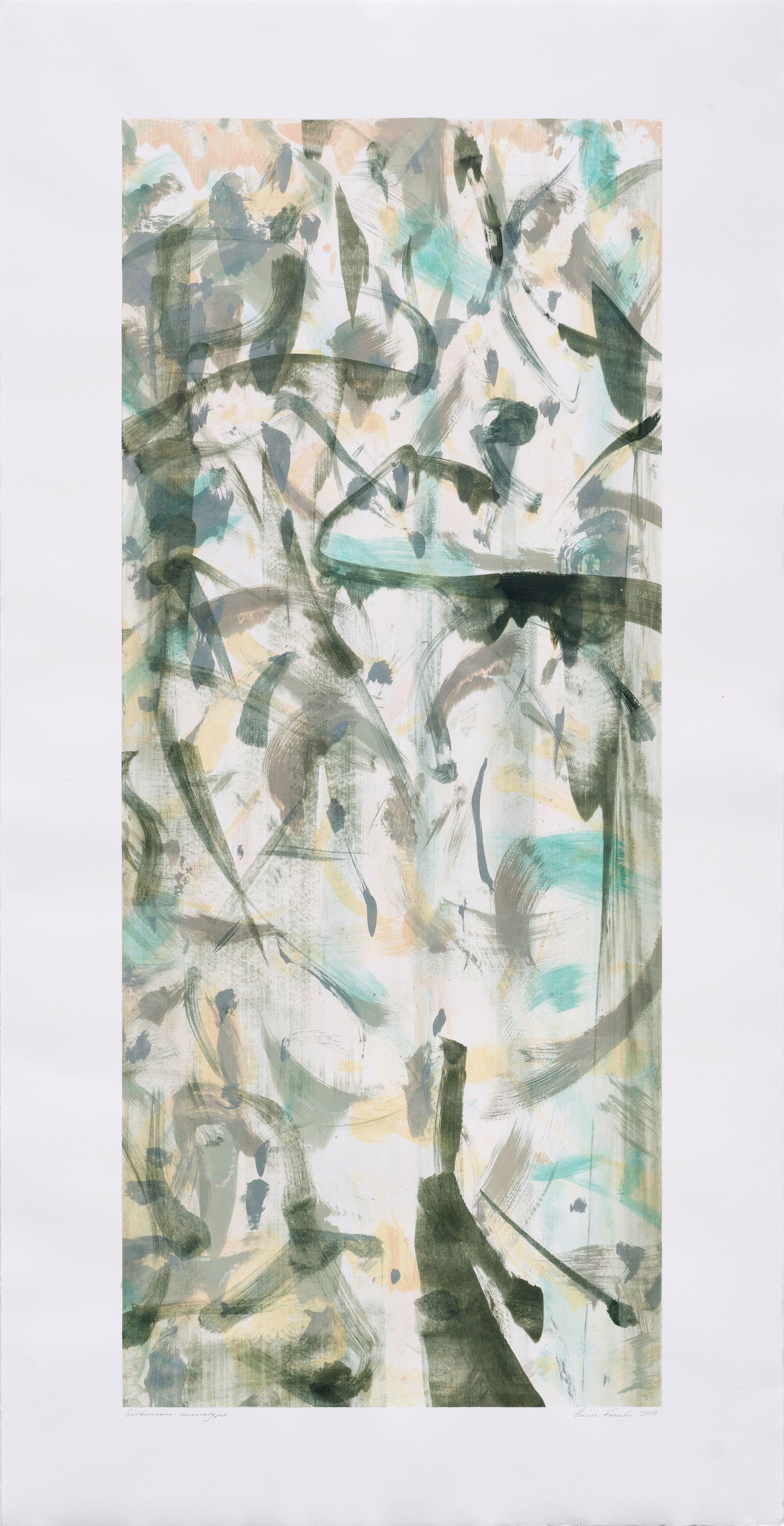  Pierre Fouché. Boekrol III. 2017. Silkscreen monotype on Zerkall Litho paper. 90 x 37.5 cm 
