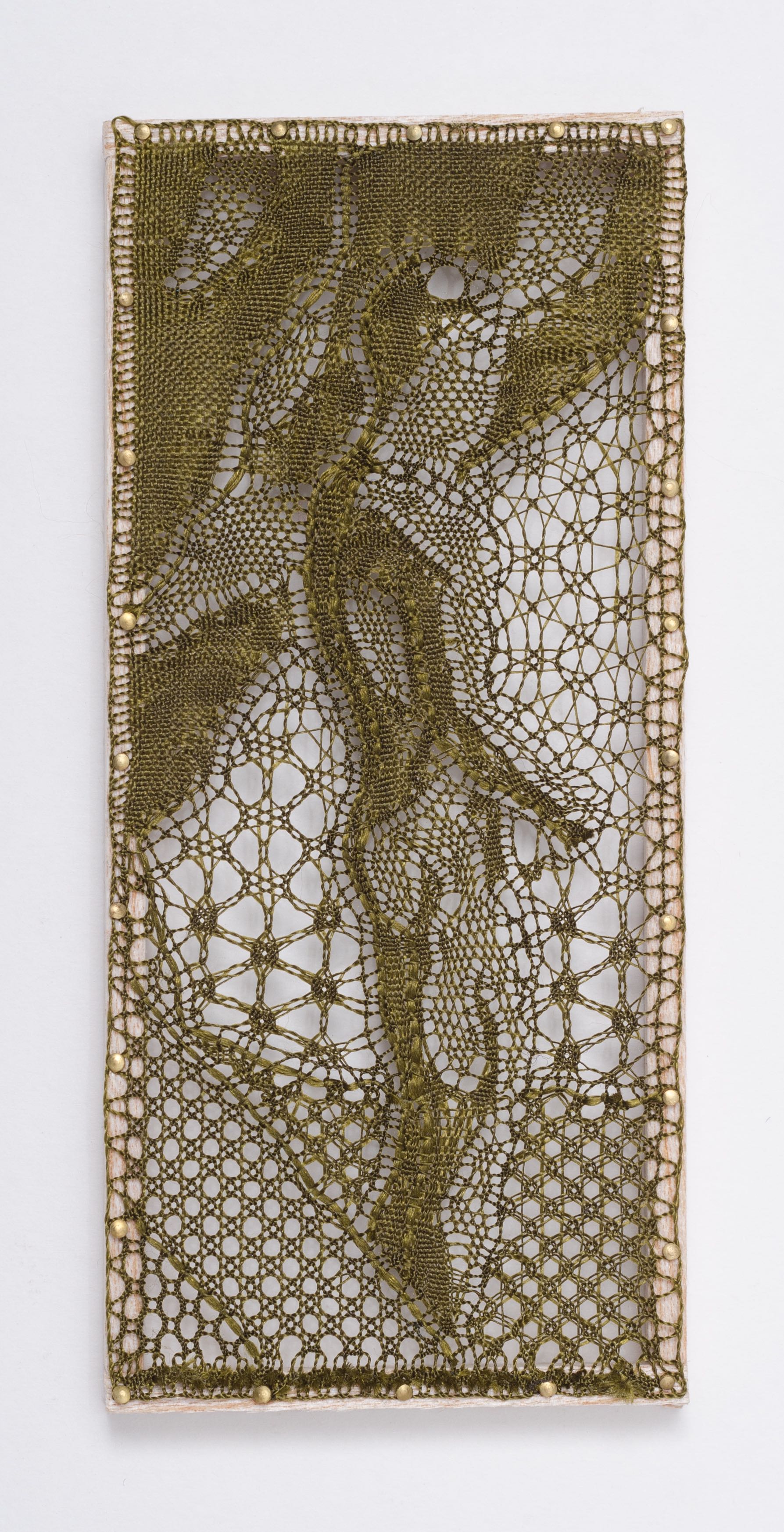 Pierre Fouché. Wat Mias Gesien Het. 2016. Bobbin lace in silk, wood laminate. 24.5 x 30cm 